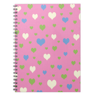 Colourful hearts design notebook