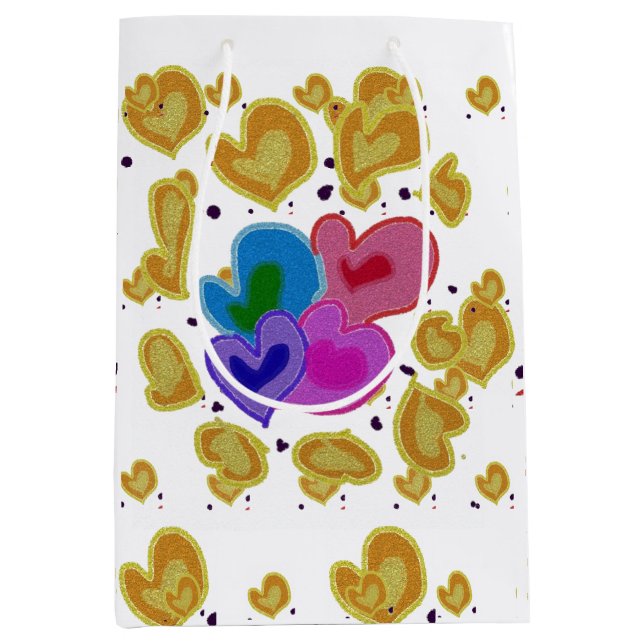 Colourful Hearts Design  Valentine's Day  Medium Gift Bag (Front)