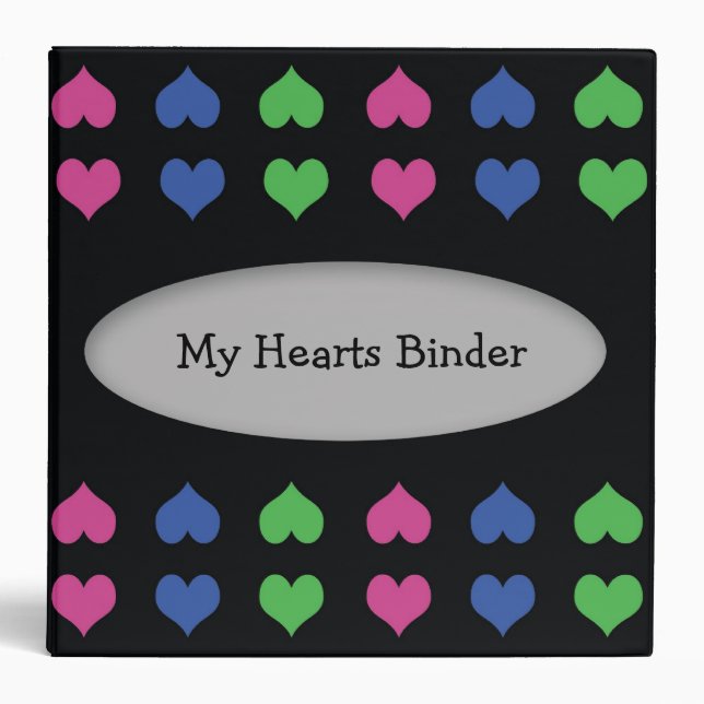 Colourful Hearts designer 2 inch binder (Front)