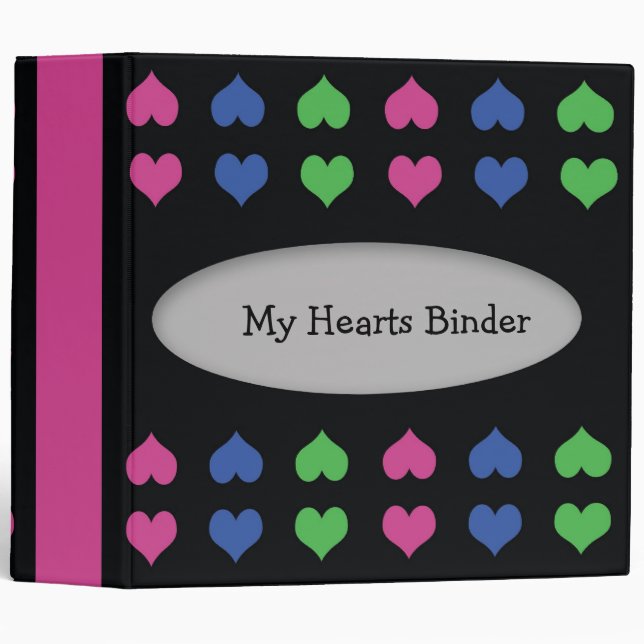 Colourful Hearts designer 2 inch binder (Front/Spine)