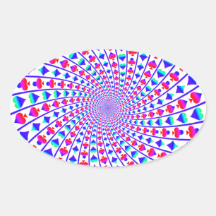Colourful Hearts, Diamonds, Spades, and Clubs Oval Sticker
