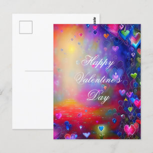 Colourful hearts frame valentine postcard