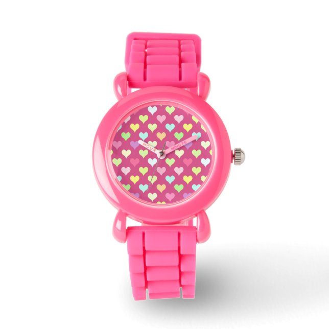 Colourful Hearts Girl  Watch (Front)