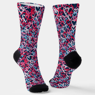 Colourful  Hearts - Graffiti Style Socks