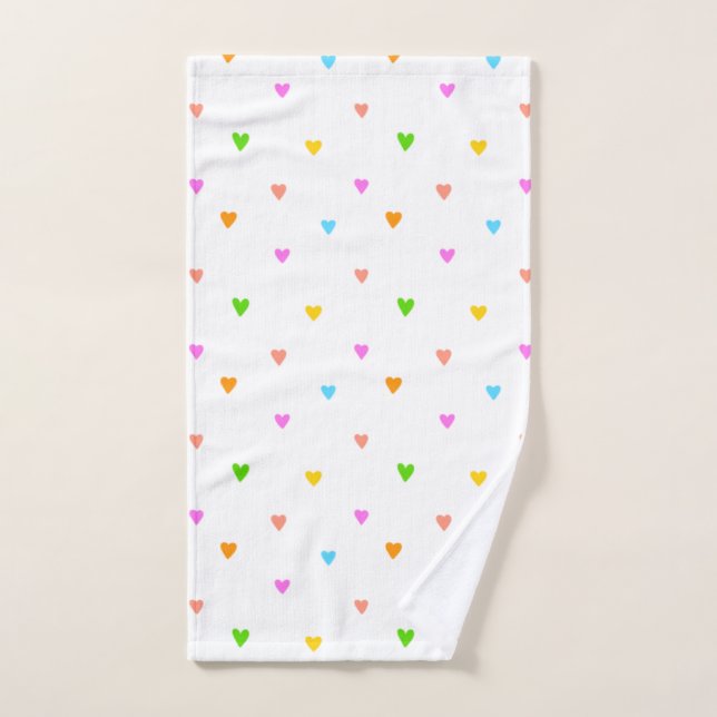 Colourful hearts hand towel (Hand Towel)