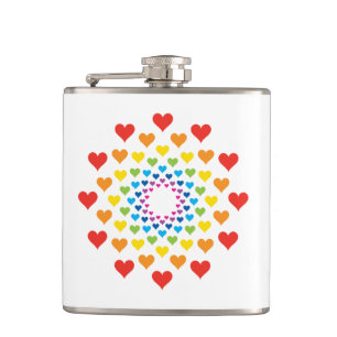Colourful hearts hip flask