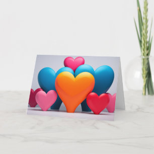 Colourful hearts in 3D  Holiday Card