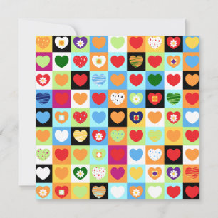 Colourful hearts, invitation