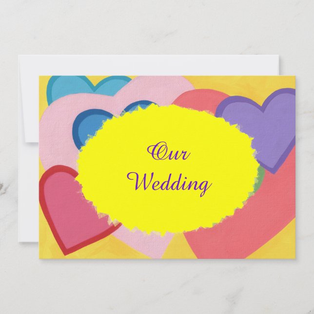Colourful Hearts Layered Custom Wedding Invitation (Front)