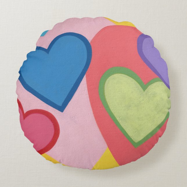 Colourful Hearts Layered Pillows (Front)
