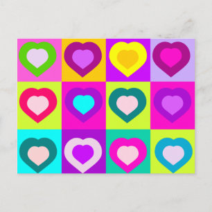 colourful hearts,love postcard