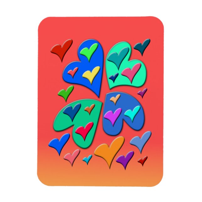 Colourful Hearts Magnet (Vertical)