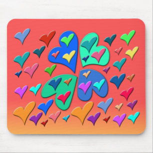 Colourful Hearts Mouse Pad