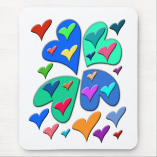 Colourful Hearts Mouse Pad