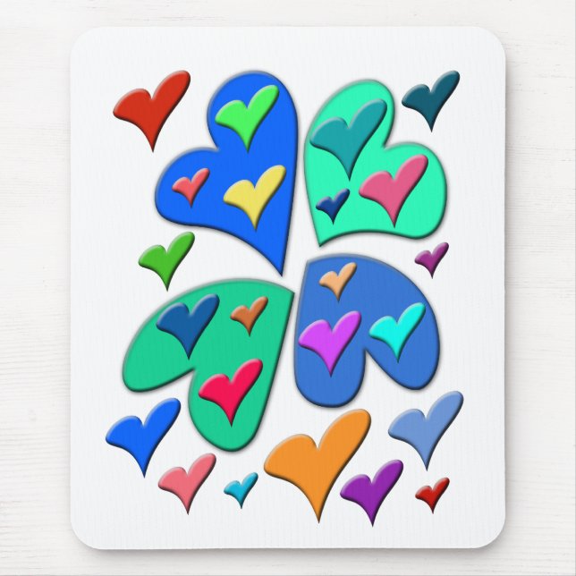 Colourful Hearts Mouse Pad (Front)