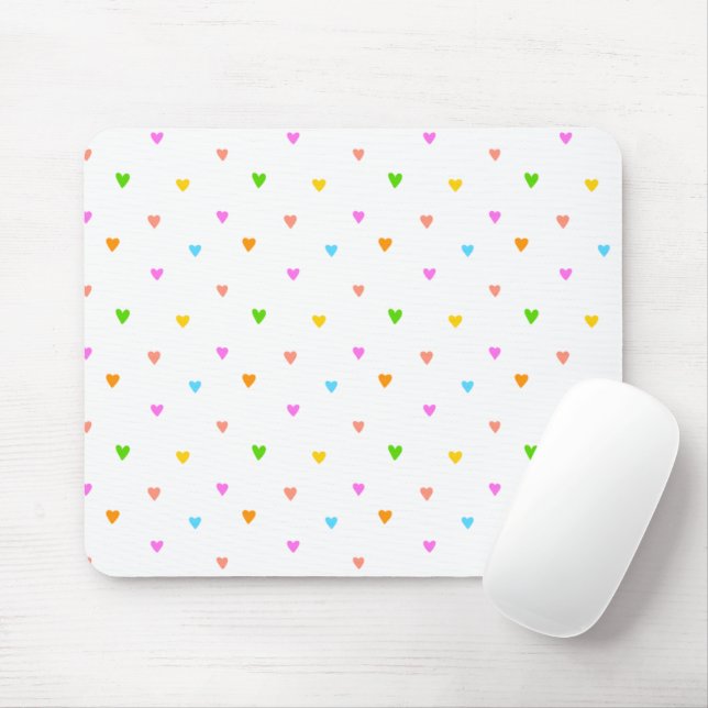 Colourful hearts mouse pad (With Mouse)