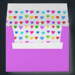 Colourful Hearts on Orchid, Light Purple Envelope<br><div class="desc">This playful and vibrant envelope showcases flirty, colourful hearts and includes a template with customizable typography fields for the sender's and recipient's names and addresses, all set against a soft orchid-purple background. Perfect for a variety of heartfelt occasions, whether it's a birthday, Valentine's Day, Mother's Day, or a special celebration...</div>