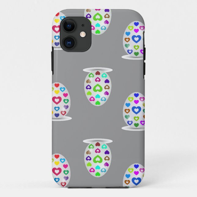 Colourful hearts on white Easter eggs Case-Mate iPhone Case (Back)