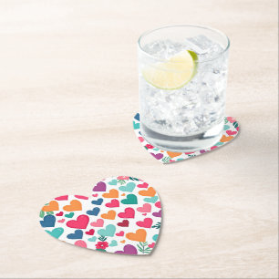 Colourful hearts paper coaster