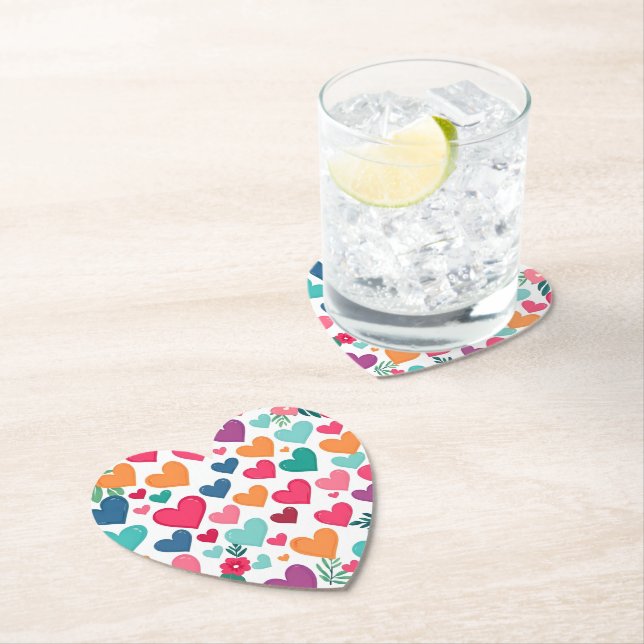 Colourful hearts paper coaster (Insitu)
