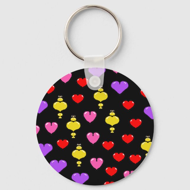Colourful hearts Pattern 1 Keychain (Front)