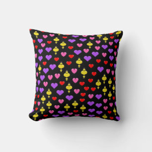 Colourful Hearts Pattern 1 Throw Pillow