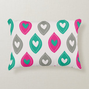 Colourful Hearts Pattern Accent Pillow