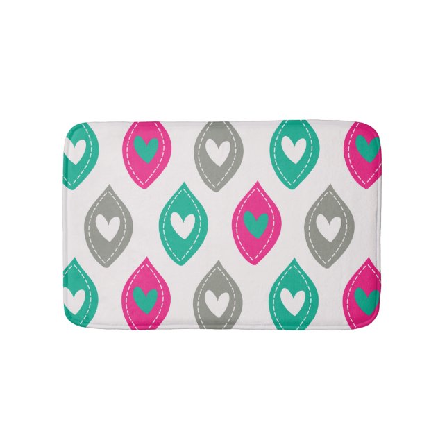 Colourful Hearts Pattern Bath Mat (Front)