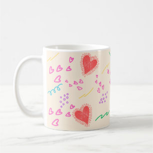 Colourful hearts pattern coffee mug