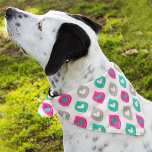 Colourful Hearts Pattern for Pets Bandana<br><div class="desc">A colourful hearts pattern in shades of pink,  teal and grey makes a cute accessory for your dog. The size of this bandana is 18x18-inches square. It works best for a larger dog breed.</div>