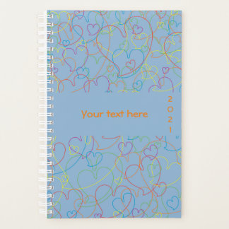 Colourful Hearts Pattern - Hearts Net Light Blue Planner