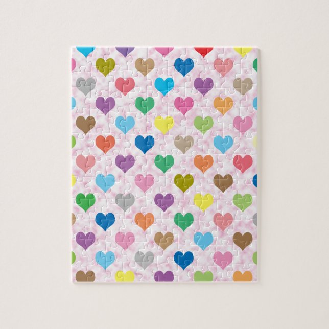 Colourful hearts pattern jigsaw puzzle (Vertical)