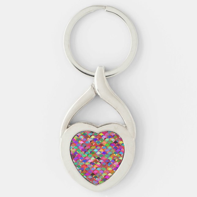 Colourful Hearts Pattern Keychain (Front)