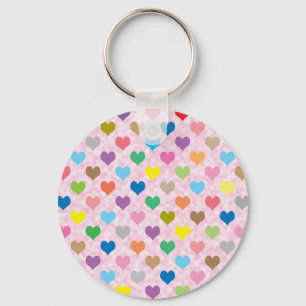 Colourful hearts pattern keychain