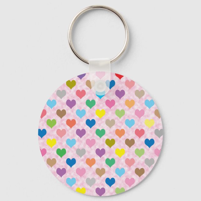 Colourful hearts pattern keychain (Front)
