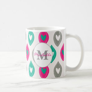 Colourful Hearts Pattern Personalized Coffee Mug