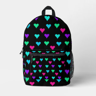 Colourful Hearts Pattern Printed Backpack