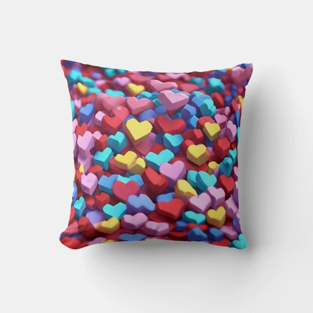 Colourful hearts pattern Throw Pillow (Front)