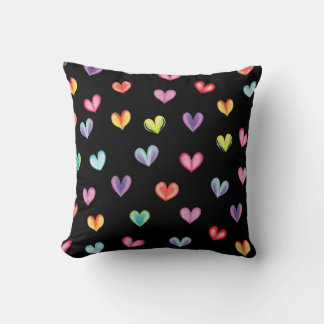 Colourful Hearts Pattern Throw Pillow
