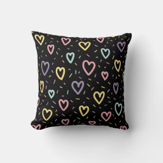 Colourful Hearts Pattern Throw Pillow