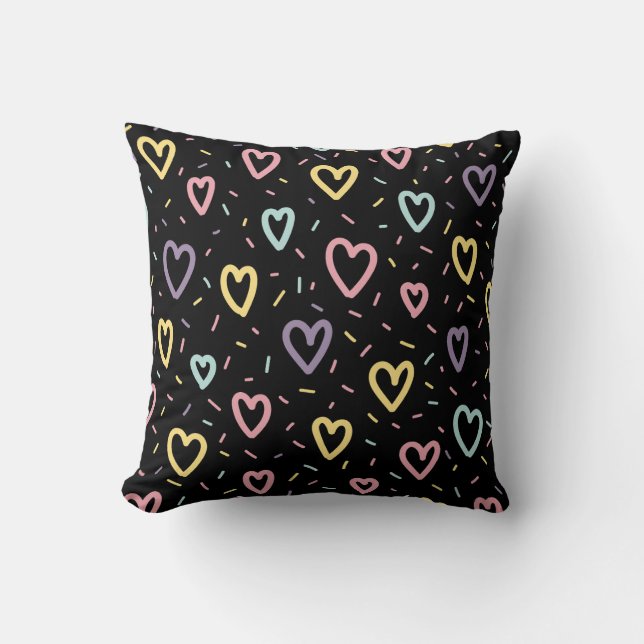 Colourful Hearts Pattern Throw Pillow (Front)