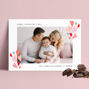 Colourful Hearts Photo Valentine's Day Holiday Card