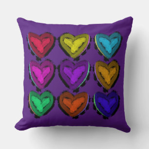 Colourful Hearts Pillow   You Customize