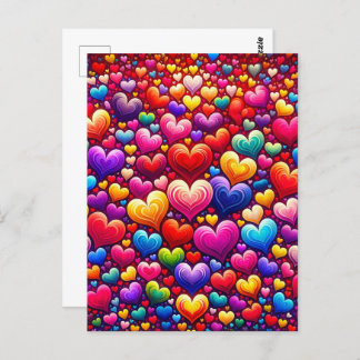 Colourful hearts, Postcrossing Postcard