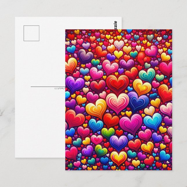 Colourful hearts, Postcrossing Postcard (Front/Back)