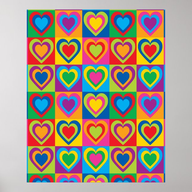 Colourful Hearts Pretty Poster (Front)