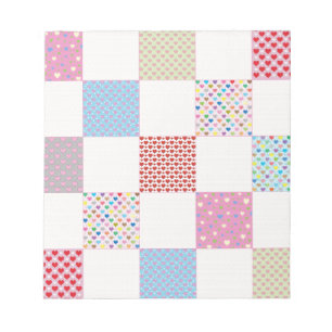 Colourful hearts quilt pattern notepad