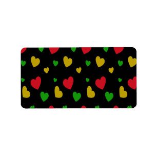 Colourful Hearts Red Green Yellow Valentines Day Label