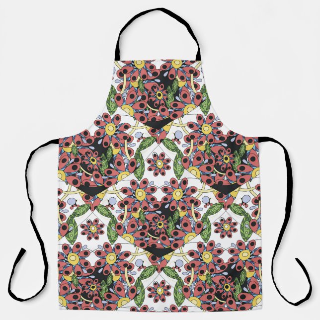 Colourful Hearts, Seamless Romantic Pattern. Apron (Front)