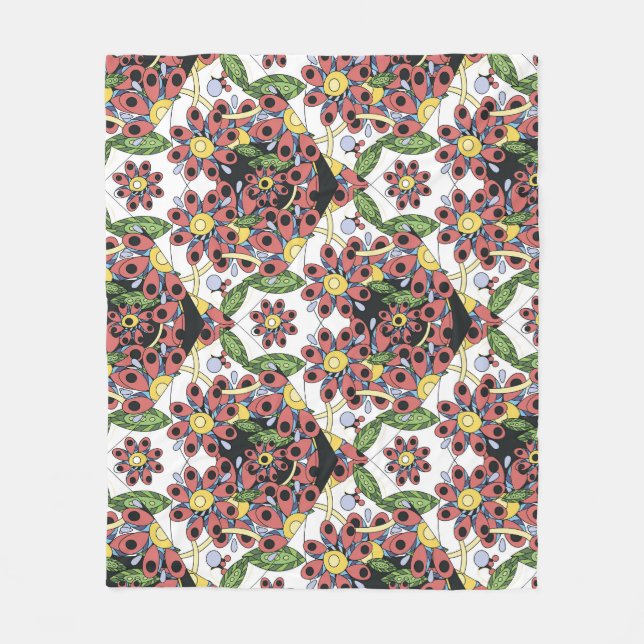 Colourful Hearts, Seamless Romantic Pattern. Fleece Blanket (Front)
